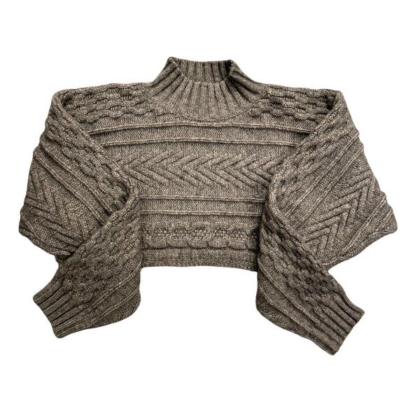 Superdown Women's Small Cable Knit Brown Ultra Cropped Sexy Cozy - Picture 5 of 6